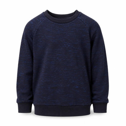 Front view of Nutmeg boys’ blue cotton pullover sweatshirt, size 3-4, years