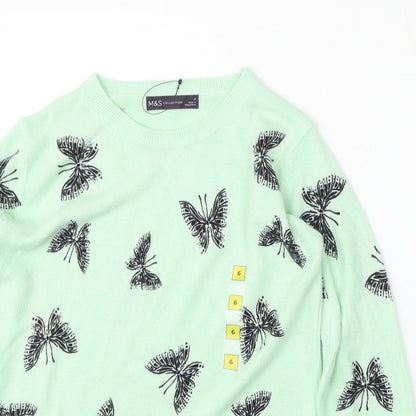 Womens UK Size 6 Marks and Spencer Green Pullover Jumper