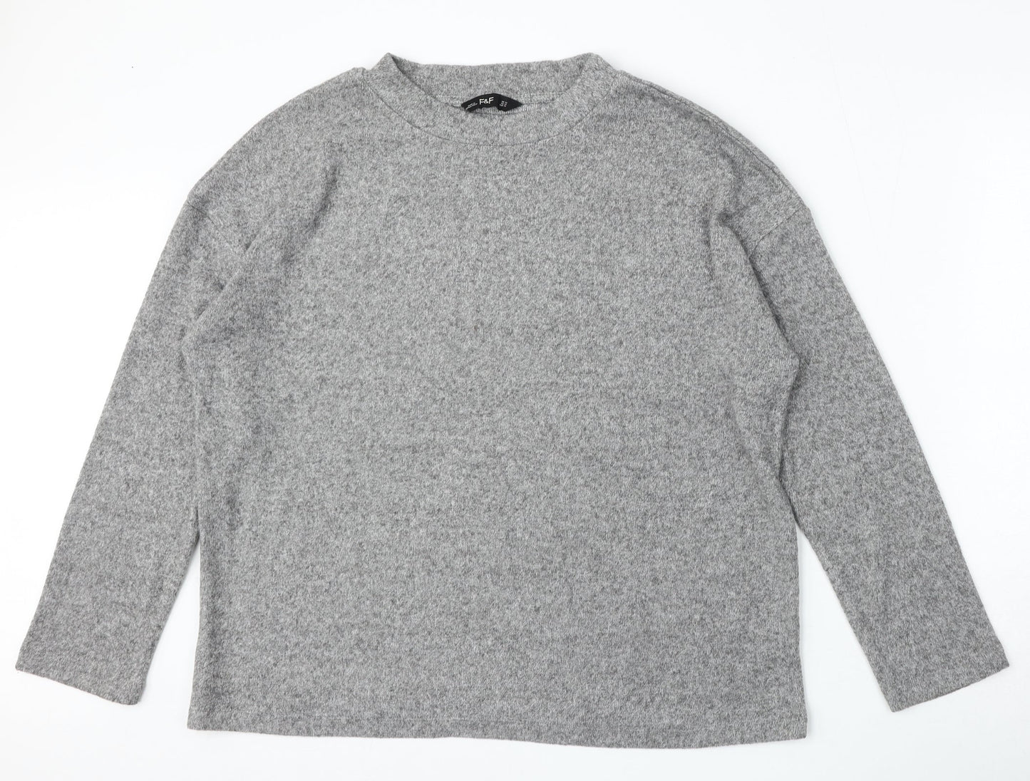 F&F Womens Grey Round Neck  Polyester Pullover Jumper Size M