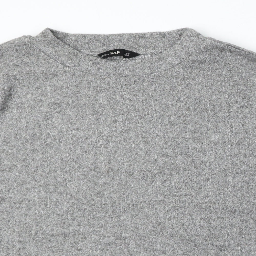 F&F Womens Grey Round Neck  Polyester Pullover Jumper Size M