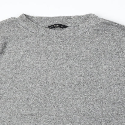 F&F Womens Grey Round Neck  Polyester Pullover Jumper Size M