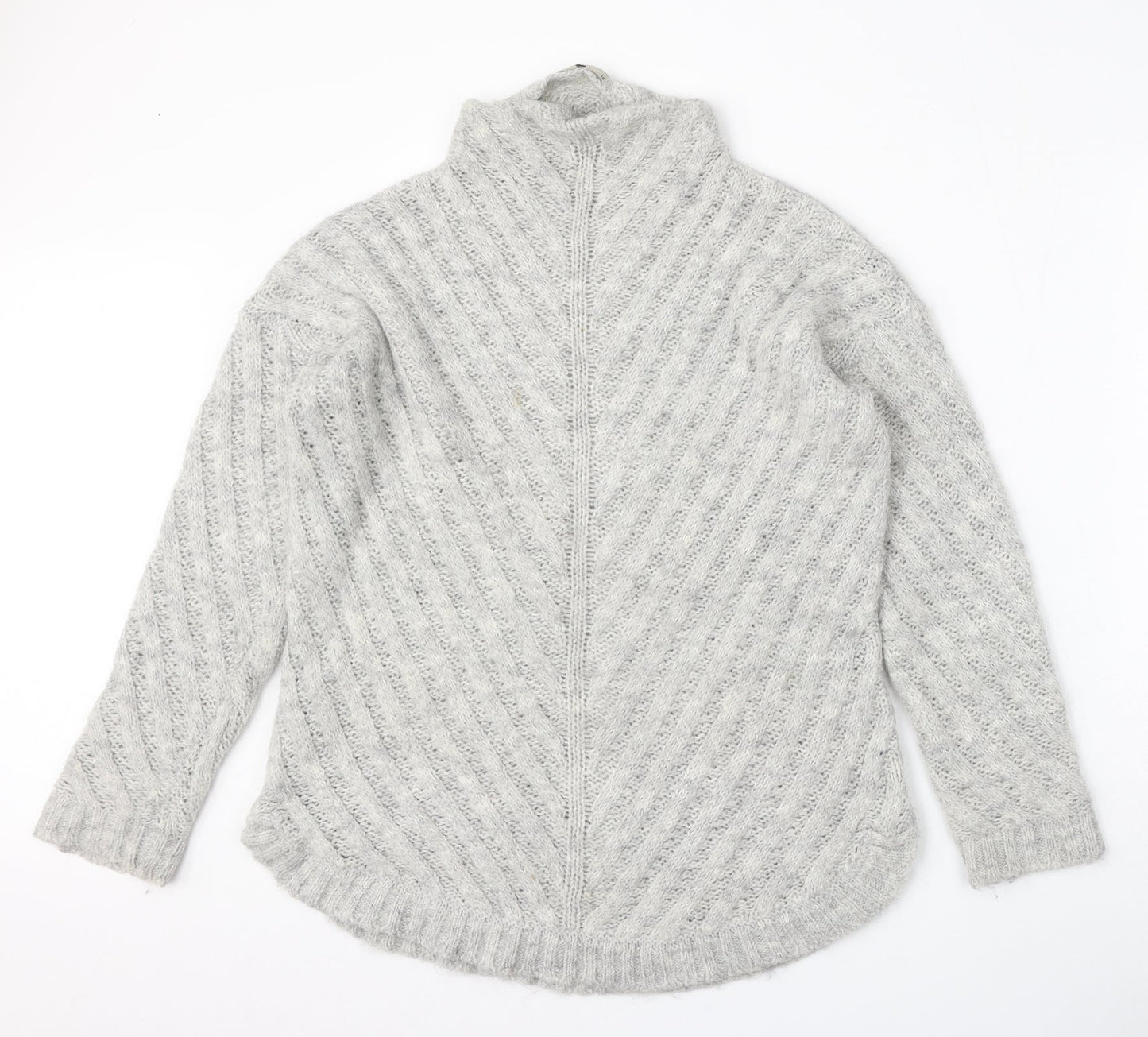 TU Womens Grey Mock Neck  Acrylic Pullover Jumper Size 10