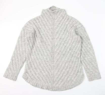 TU Womens Grey Mock Neck  Acrylic Pullover Jumper Size 10