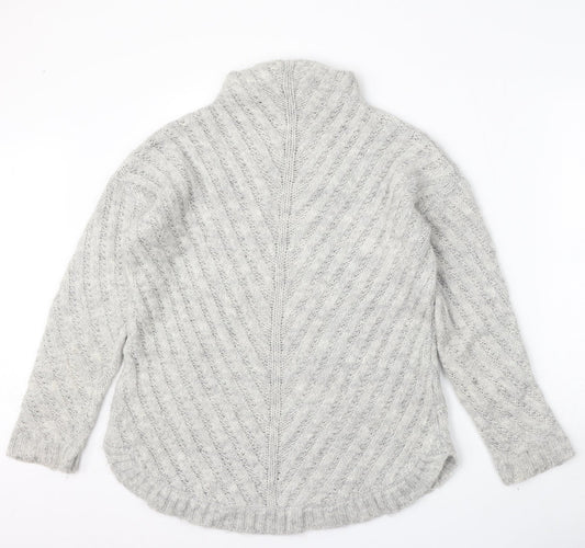 TU Womens Grey Mock Neck  Acrylic Pullover Jumper Size 10