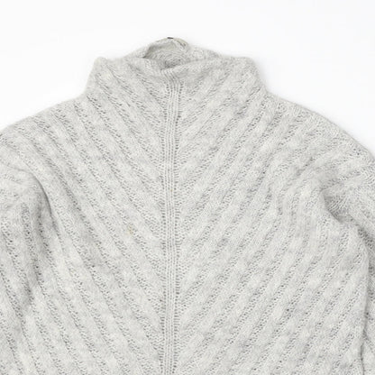 TU Womens Grey Mock Neck  Acrylic Pullover Jumper Size 10