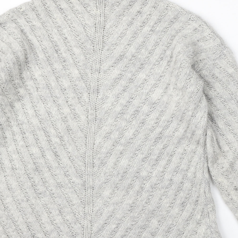 TU Womens Grey Mock Neck  Acrylic Pullover Jumper Size 10