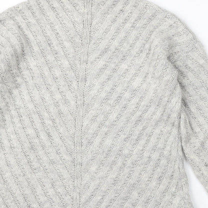 TU Womens Grey Mock Neck  Acrylic Pullover Jumper Size 10