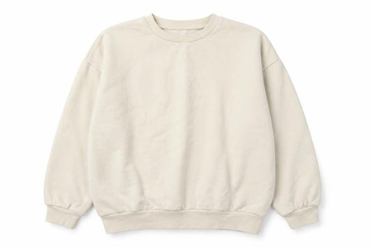 Front view of ASOS women’s beige cotton pullover sweatshirt, size S