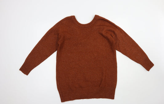 Primark Womens Brown Crew Neck  Acrylic Pullover Jumper Size 10