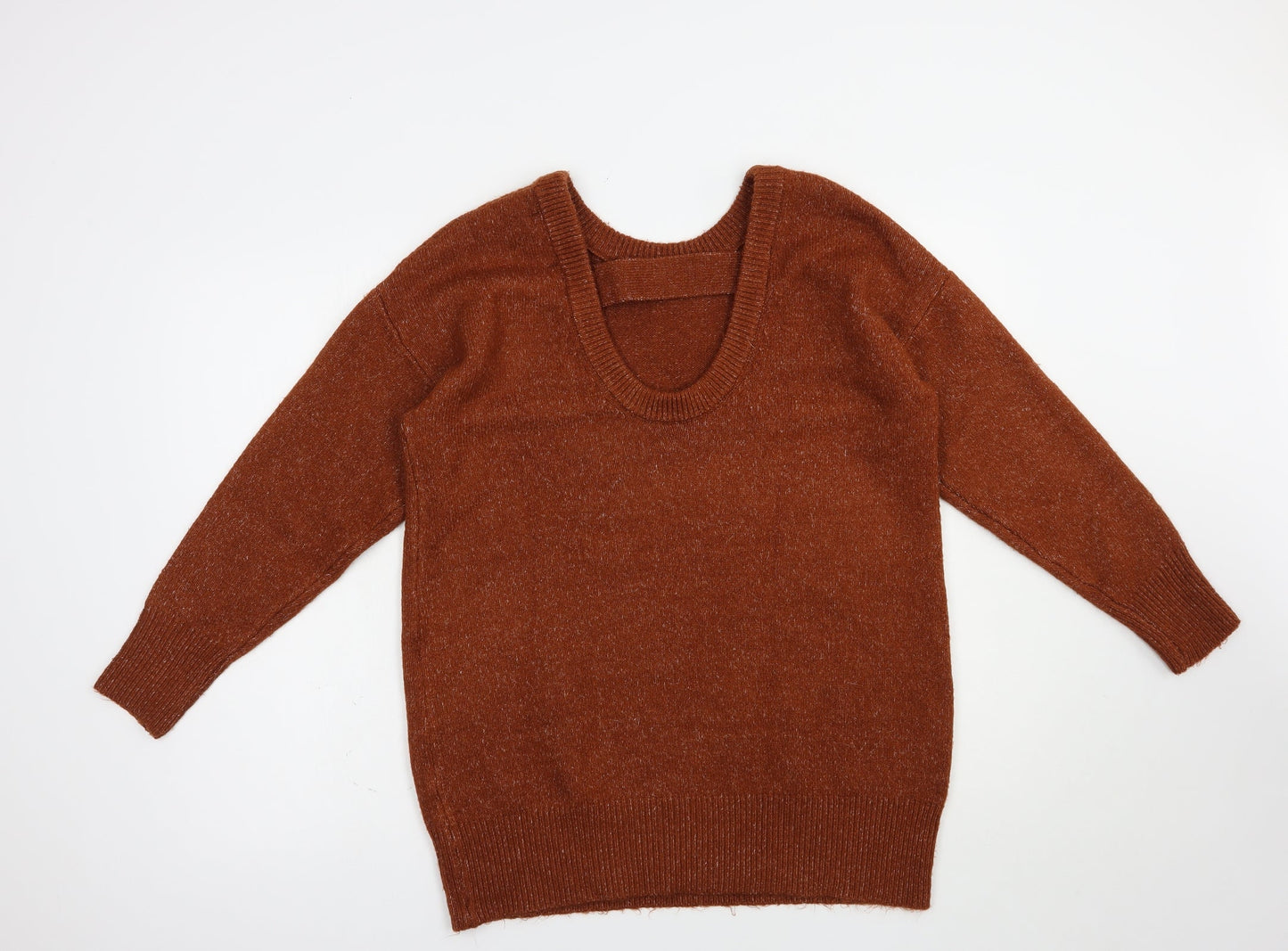 Primark Womens Brown Crew Neck  Acrylic Pullover Jumper Size 10