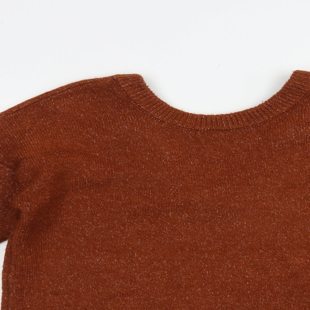 Primark Womens Brown Crew Neck  Acrylic Pullover Jumper Size 10