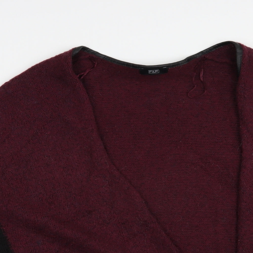 F&F Womens Purple V-Neck  Acrylic Cardigan Jumper Size S