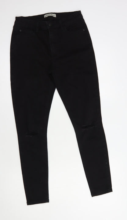 Denim Co. Womens Black  Cotton Skinny Jeans Size 12 L28 in Regular Button