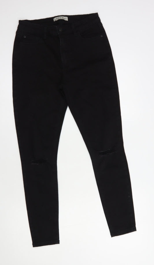 Denim Co. Womens Black  Cotton Skinny Jeans Size 12 L28 in Regular Button