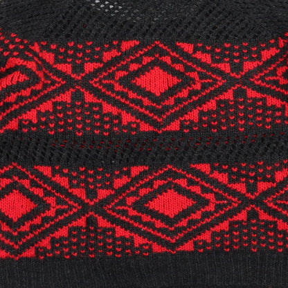 American Eagle Womens Red Crew Neck Geometric Acrylic Pullover Jumper Size S