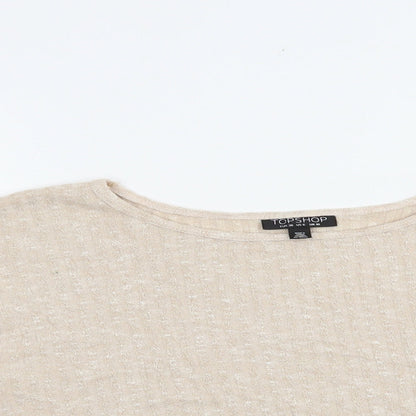 Topshop Womens Beige  Polyester Cropped Blouse Size 10 Boat Neck