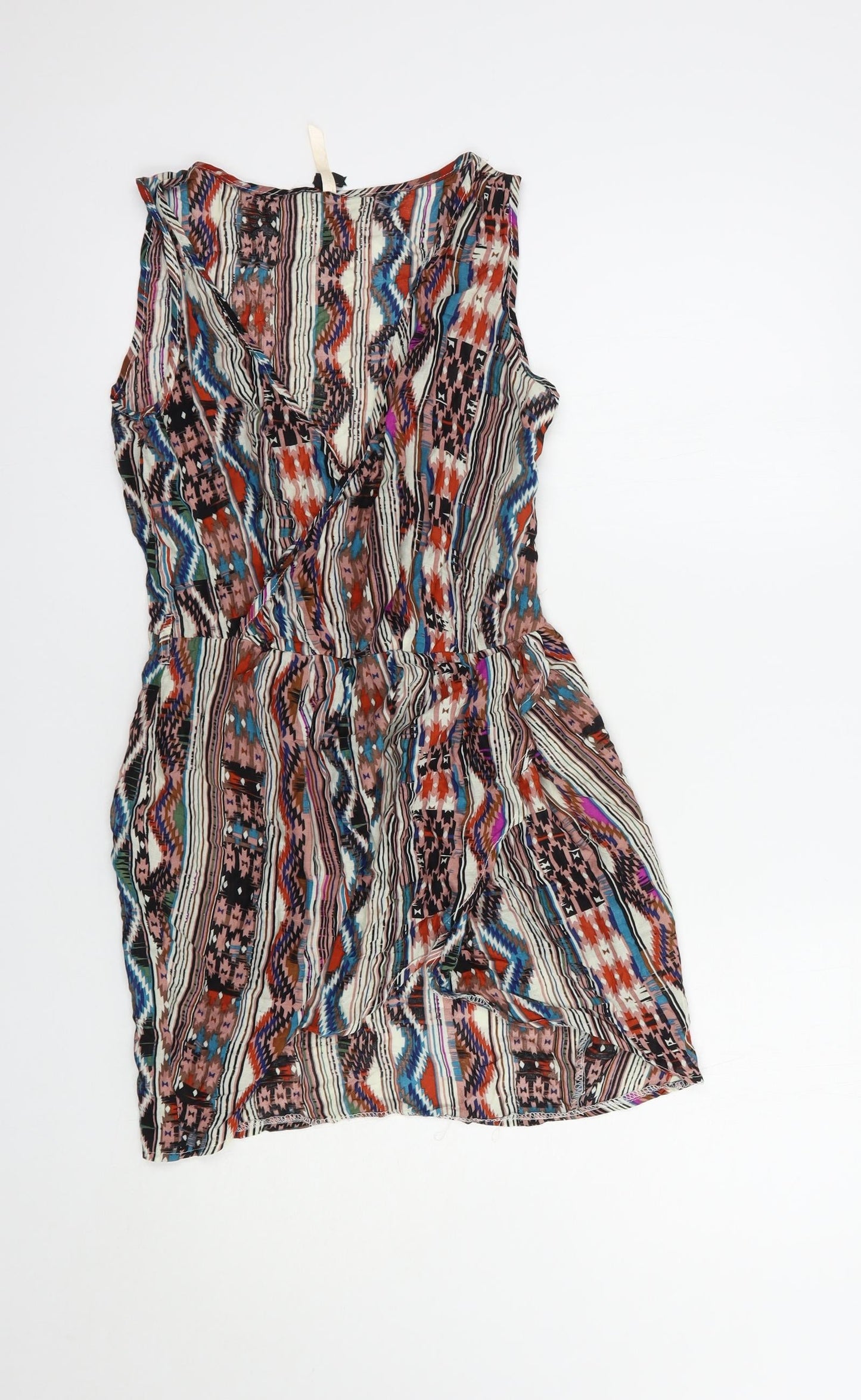 Womens UK Size 8 Ribbon Multicoloured Basic Blouse