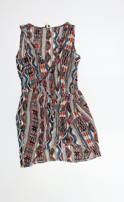 Womens UK Size 8 Ribbon Multicoloured Basic Blouse
