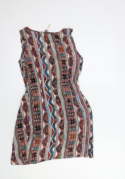 Womens UK Size 8 Ribbon Multicoloured Basic Blouse