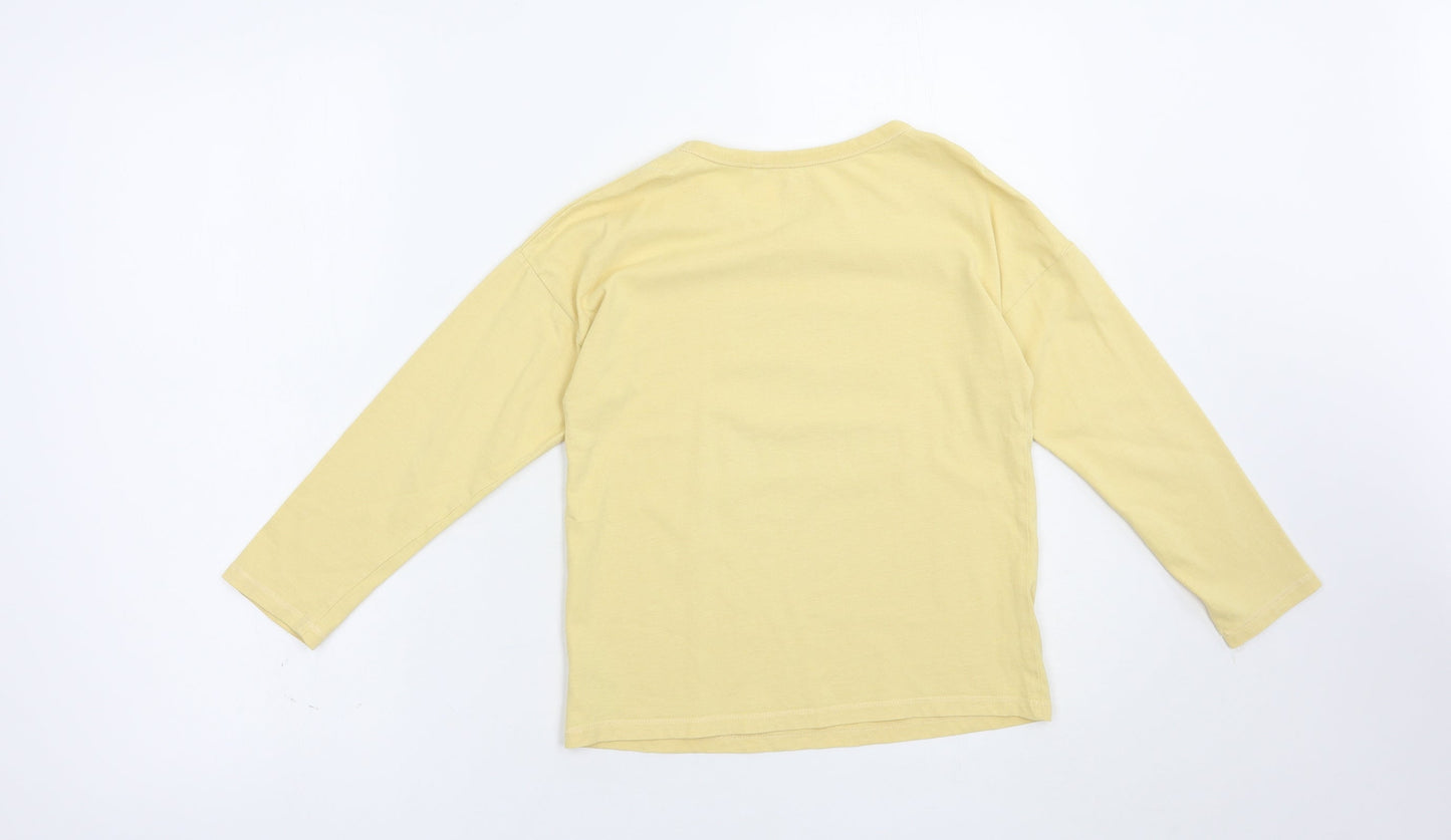 NEXT Girls Yellow  Cotton Pullover T-Shirt Size 9 Years Crew Neck Pullover - Save The Future