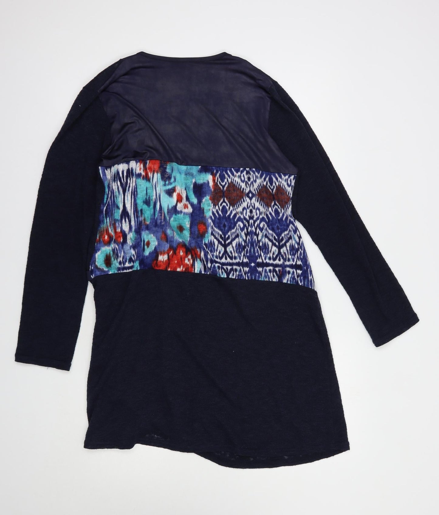 Lippi Womens Blue V-Neck Geometric Polyester Cardigan Jumper Size M