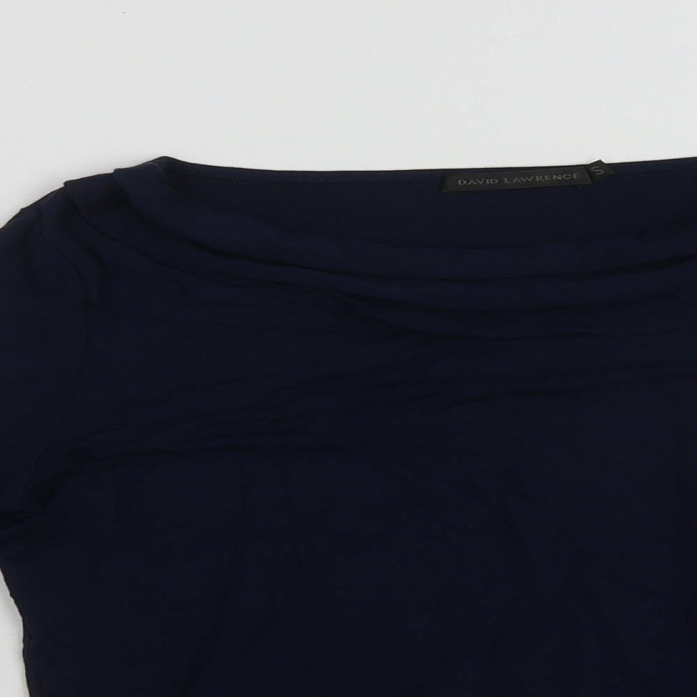 David Lawrence Womens Blue  Polyester Basic Blouse Size S Scoop Neck