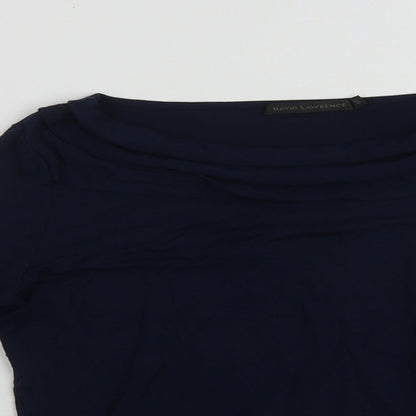 David Lawrence Womens Blue  Polyester Basic Blouse Size S Scoop Neck