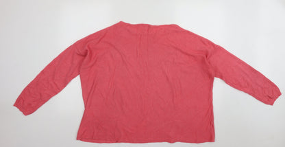 Emella Womens Pink Scoop Neck  Viscose Pullover Jumper Size XL
