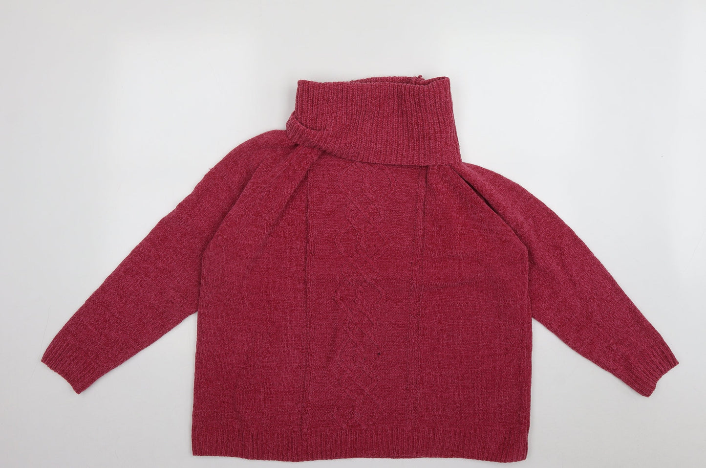 Bon Marche Womens Pink High Neck  Acrylic Pullover Jumper Size L