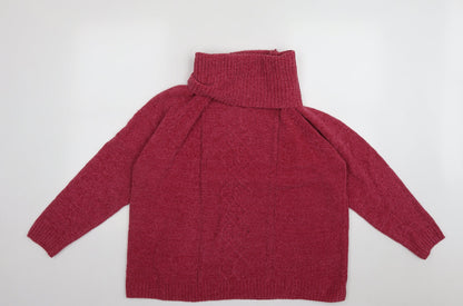 Bon Marche Womens Pink High Neck  Acrylic Pullover Jumper Size L