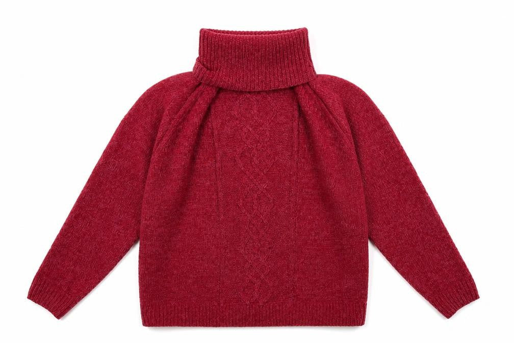 Front view of Bonmarché women’s pink high neck acrylic jumper, size L