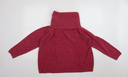 Bon Marche Womens Pink High Neck  Acrylic Pullover Jumper Size L