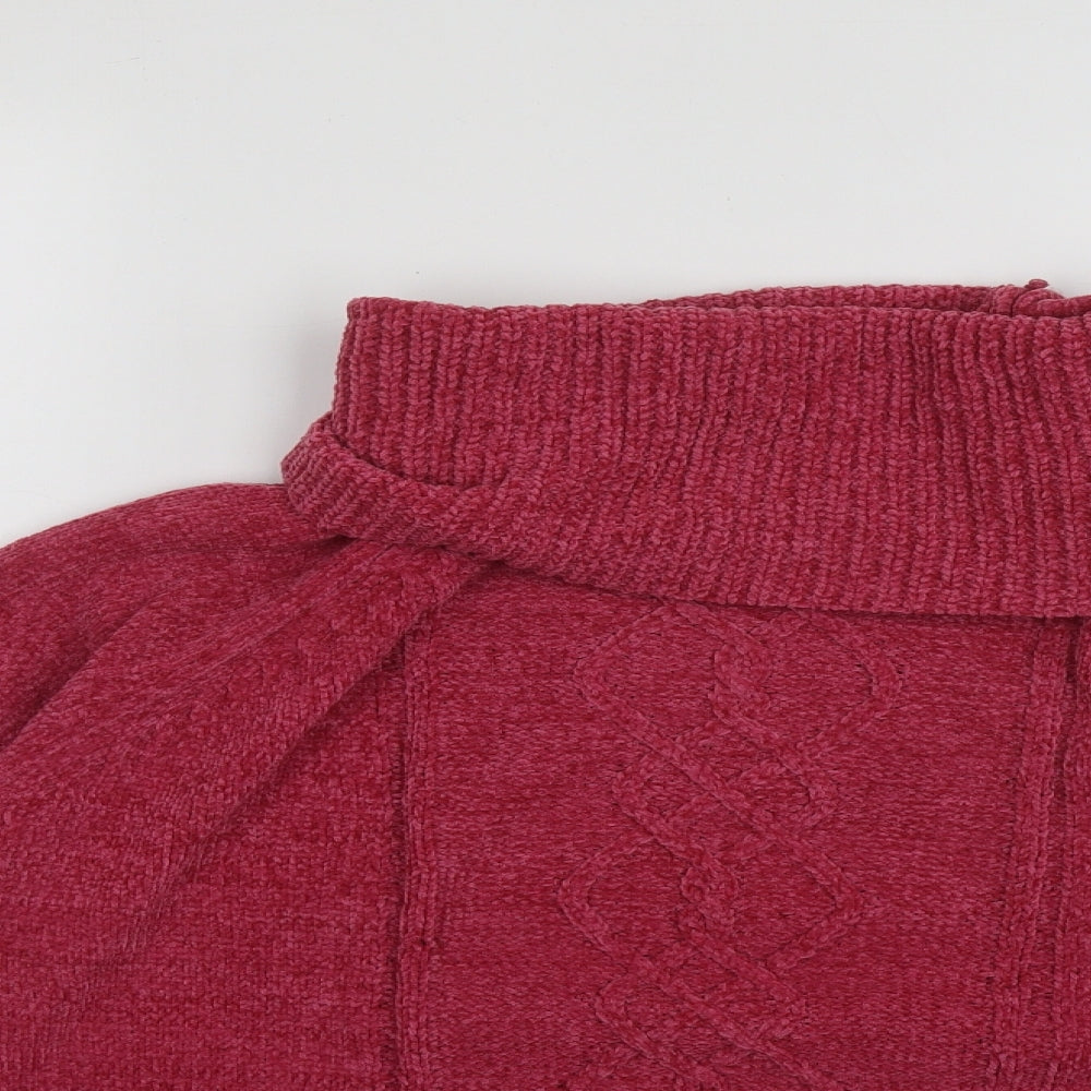 Bon Marche Womens Pink High Neck  Acrylic Pullover Jumper Size L
