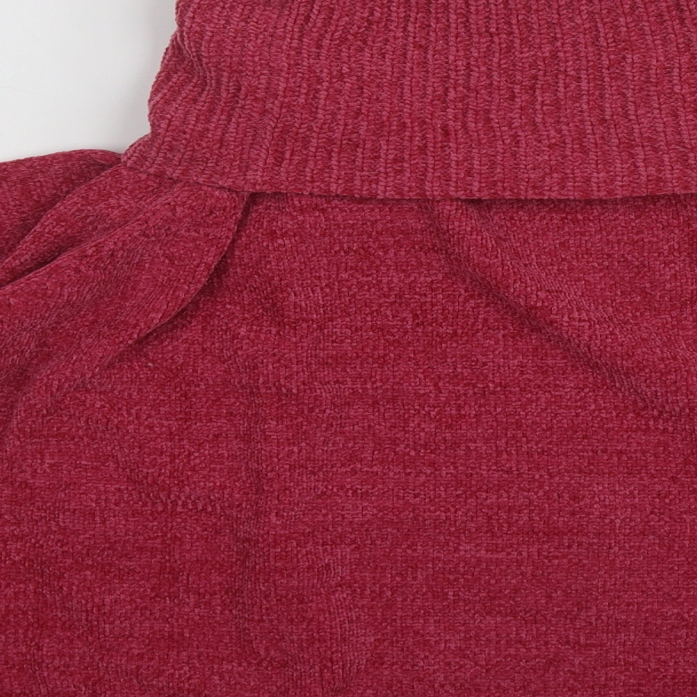 Bon Marche Womens Pink High Neck  Acrylic Pullover Jumper Size L
