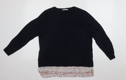 George Womens Black Round Neck Floral Viscose Pullover Jumper Size 14