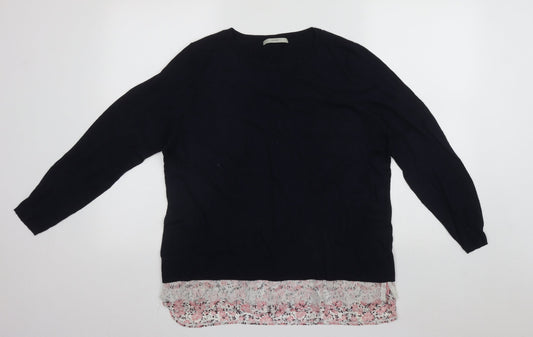 George Womens Black Round Neck Floral Viscose Pullover Jumper Size 14