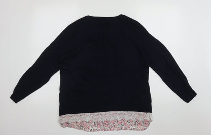George Womens Black Round Neck Floral Viscose Pullover Jumper Size 14