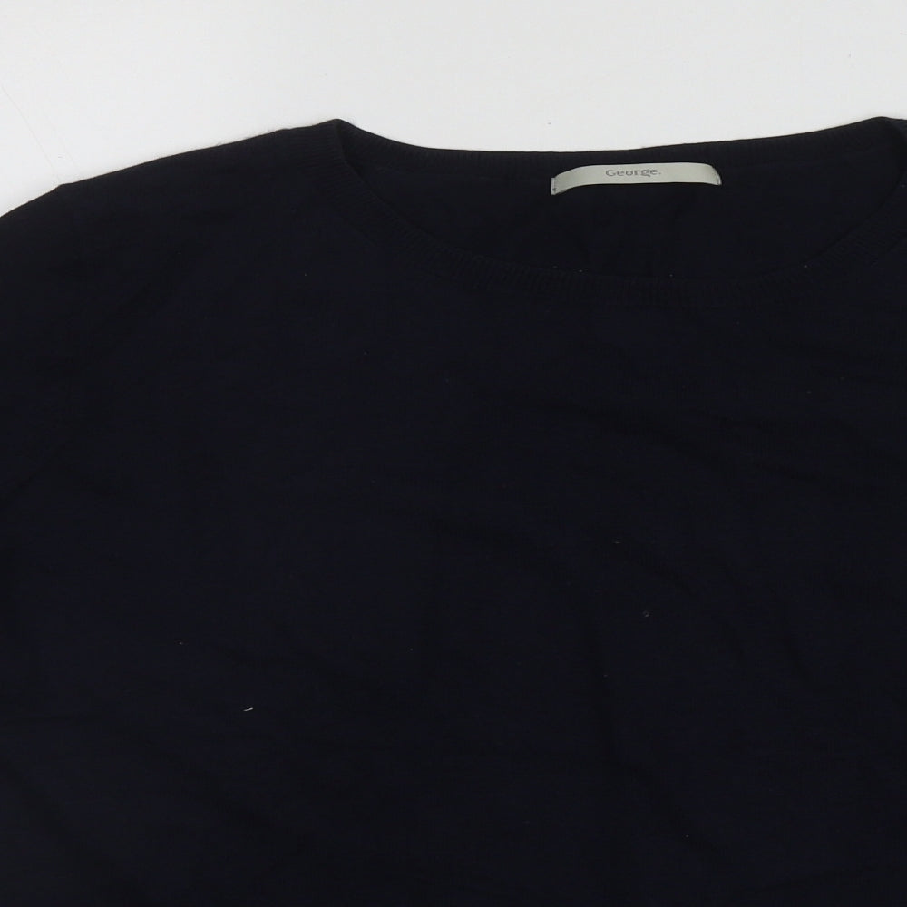 George Womens Black Round Neck Floral Viscose Pullover Jumper Size 14