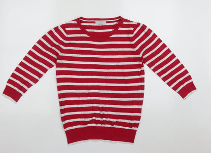Debenhams Womens Pink Round Neck Striped Cotton Pullover Jumper Size 10