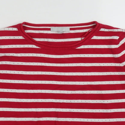 Debenhams Womens Pink Round Neck Striped Cotton Pullover Jumper Size 10