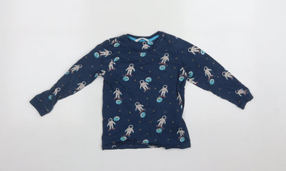 Marks and Spencer Boys Blue  Cotton Basic T-Shirt Size 4-5 Years Round Neck  - Spaceman