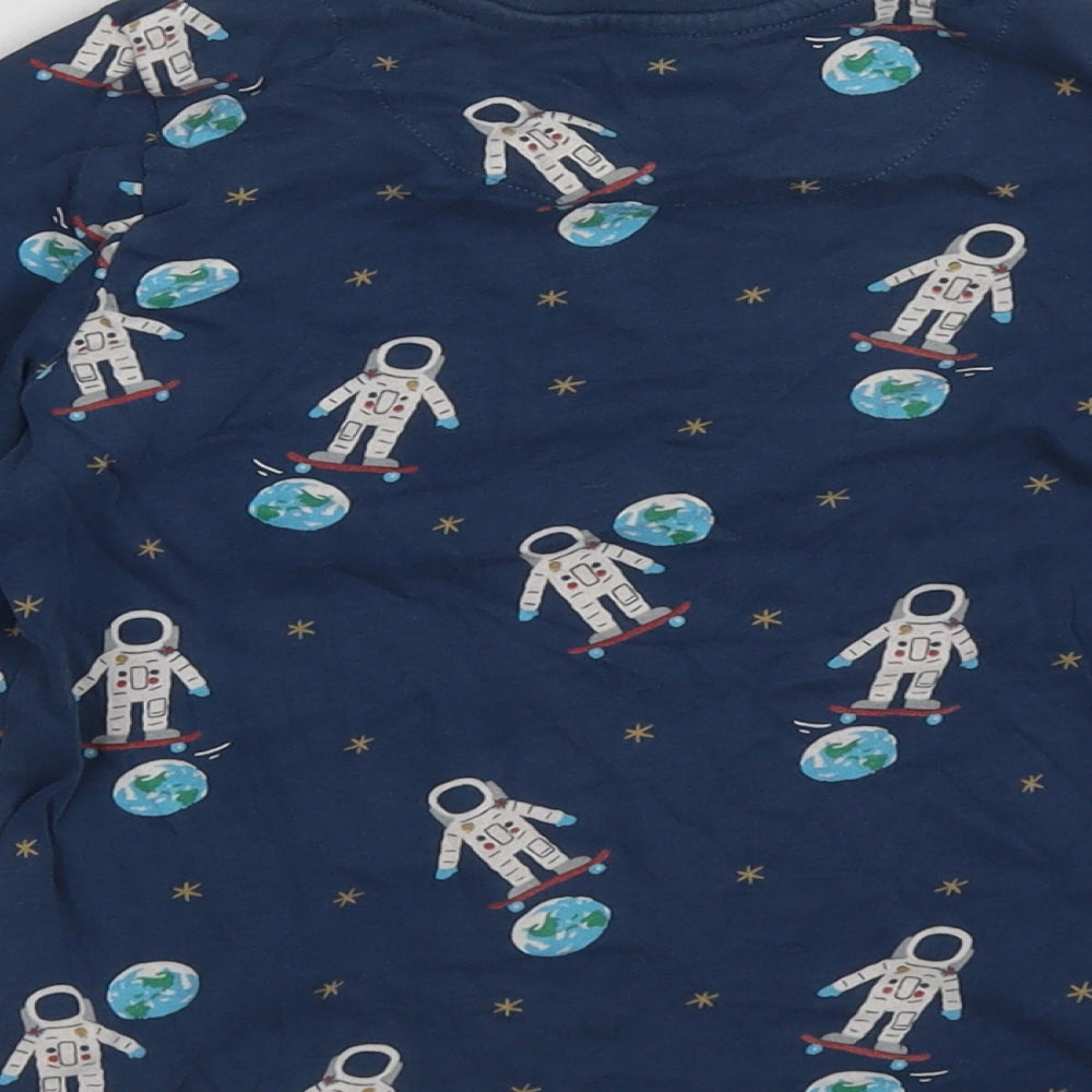 Marks and Spencer Boys Blue  Cotton Basic T-Shirt Size 4-5 Years Round Neck  - Spaceman