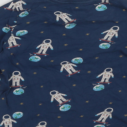 Marks and Spencer Boys Blue  Cotton Basic T-Shirt Size 4-5 Years Round Neck  - Spaceman