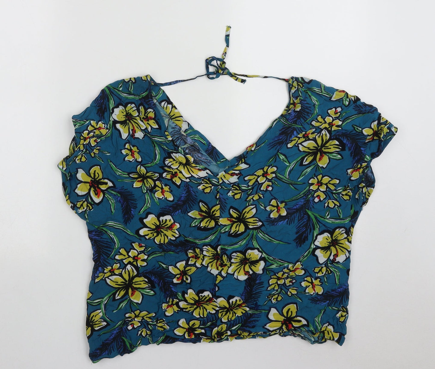 Matalan Womens Multicoloured Floral Viscose Basic Tank Size 14 V-Neck