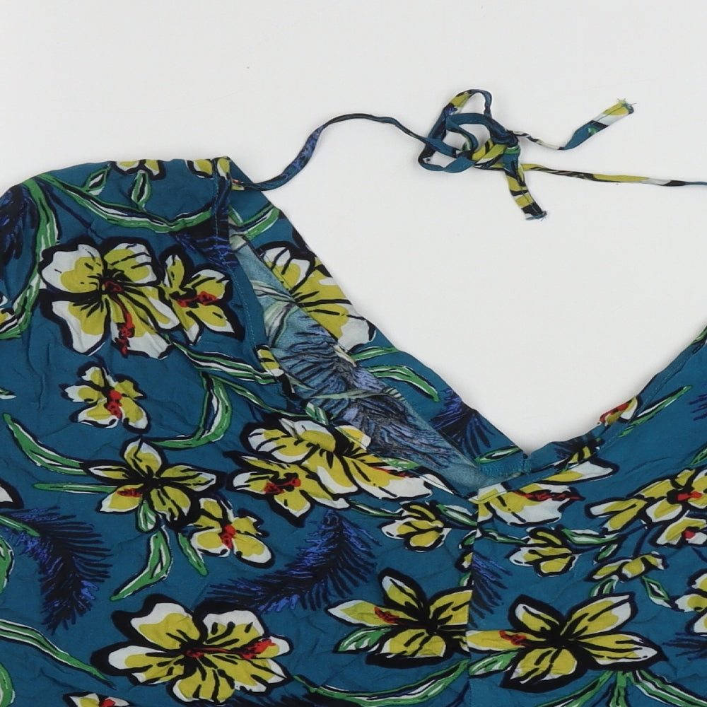 Matalan Womens Multicoloured Floral Viscose Basic Tank Size 14 V-Neck