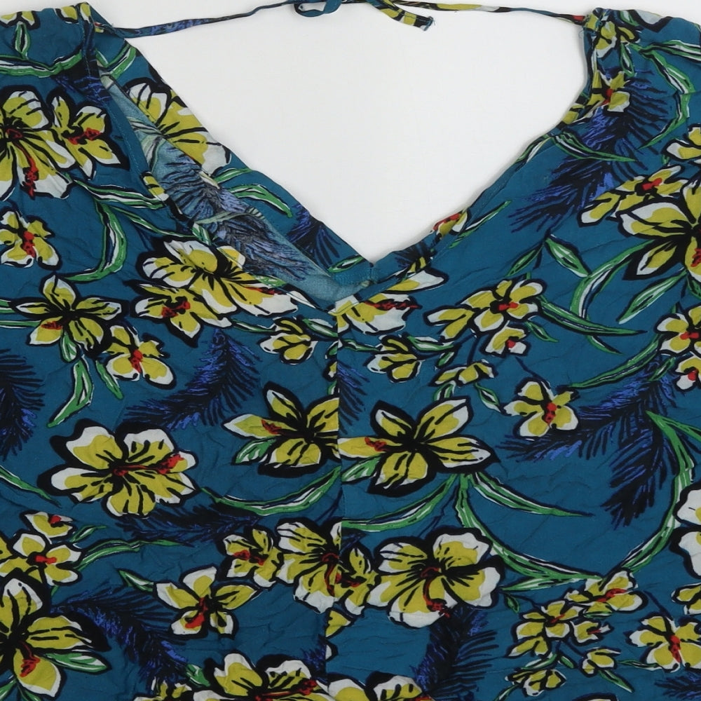 Matalan Womens Multicoloured Floral Viscose Basic Tank Size 14 V-Neck