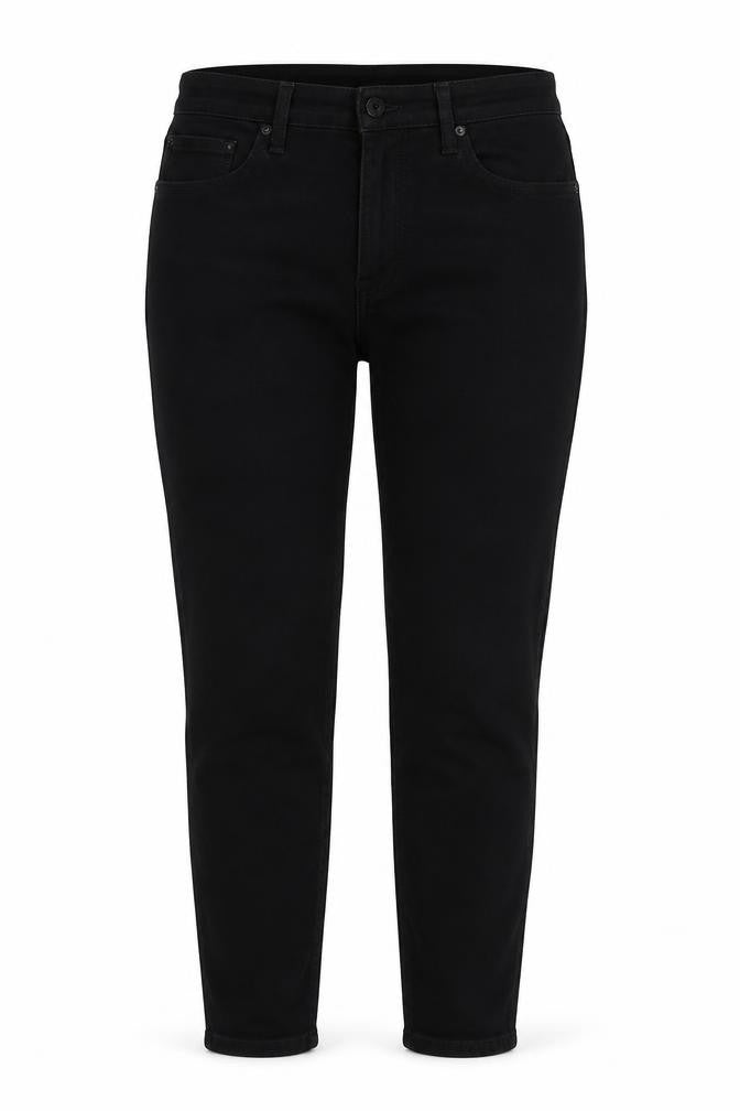 Front view of Gap women’s black cotton skinny jeans, size UK 38, in, 27-inch leg slim zip