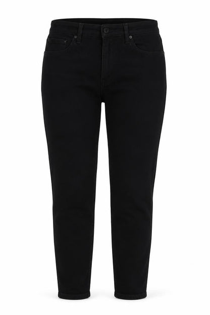 Front view of Gap women’s black cotton skinny jeans, size UK 38, in, 27-inch leg slim zip