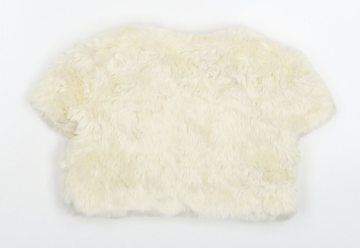 BHS Girls White   Jacket Waistcoat Size 5-6 Years  Button - Faux Fur
