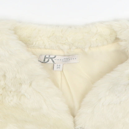 BHS Girls White   Jacket Waistcoat Size 5-6 Years  Button - Faux Fur
